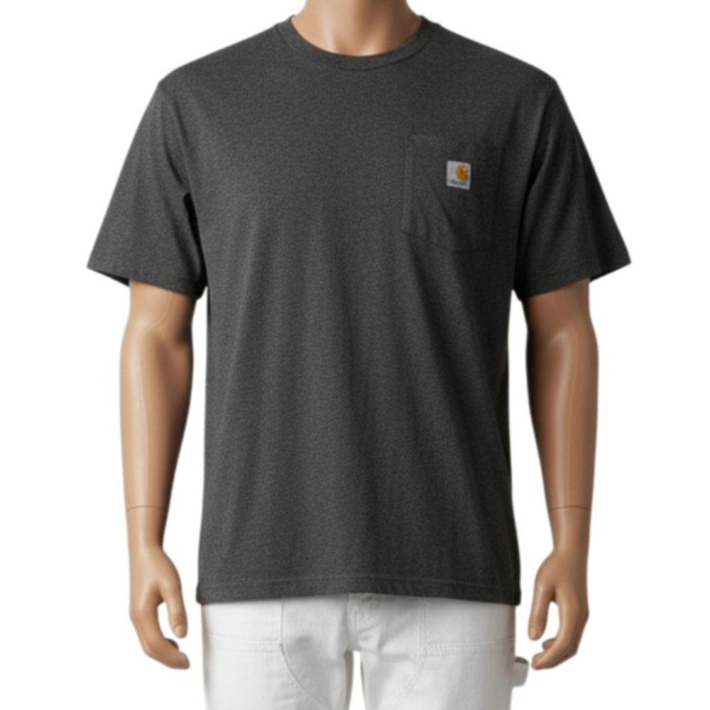 Carhartt K87 T-Shirt XL Loose Fit Pocket Tee Charcoal Gray Workwear Pilled